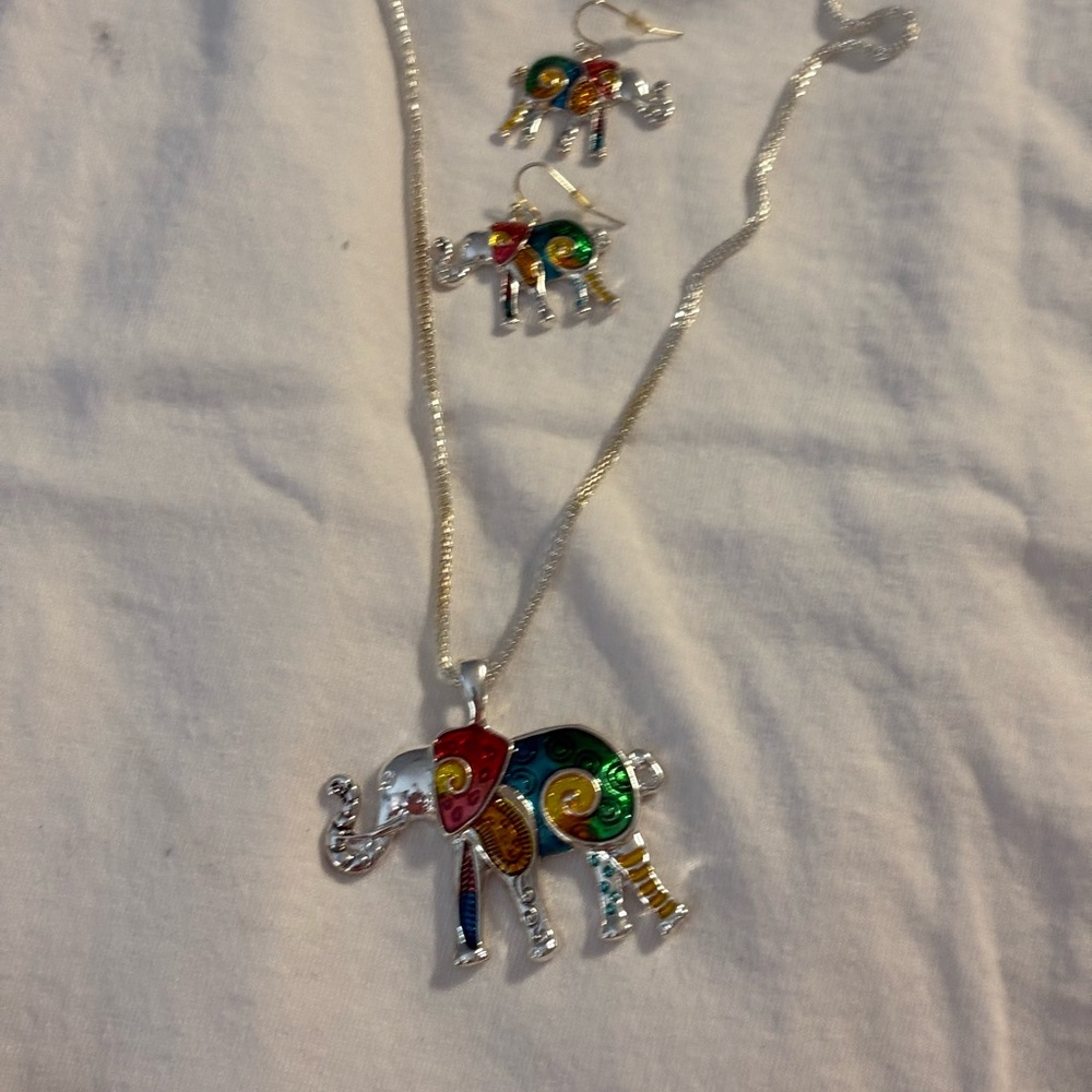 Colorful Elephant Jewelry Set